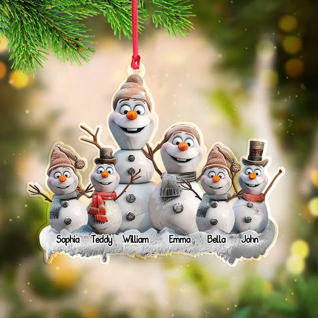Snowman Family - Personalized Family Custom Shaped Ornament