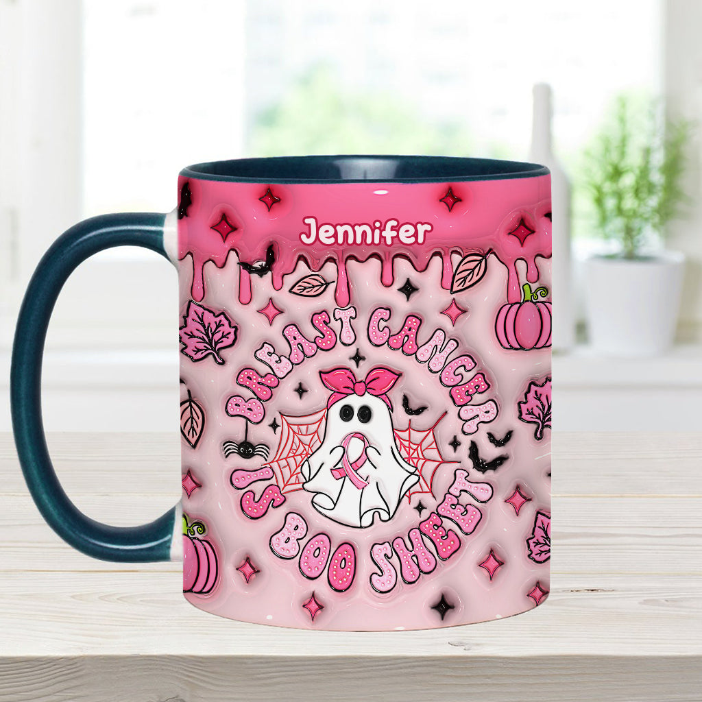 Breast Cancer Is Boo Sheet - Personalized Breast Cancer Awareness Accent Mug