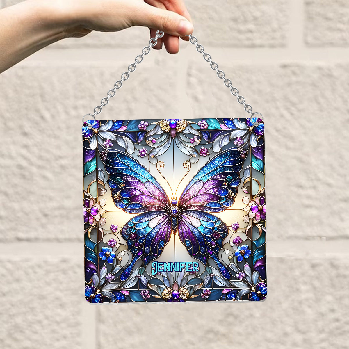 Love Butterflies - Personalized Butterfly Window Hanging Suncatcher Ornament