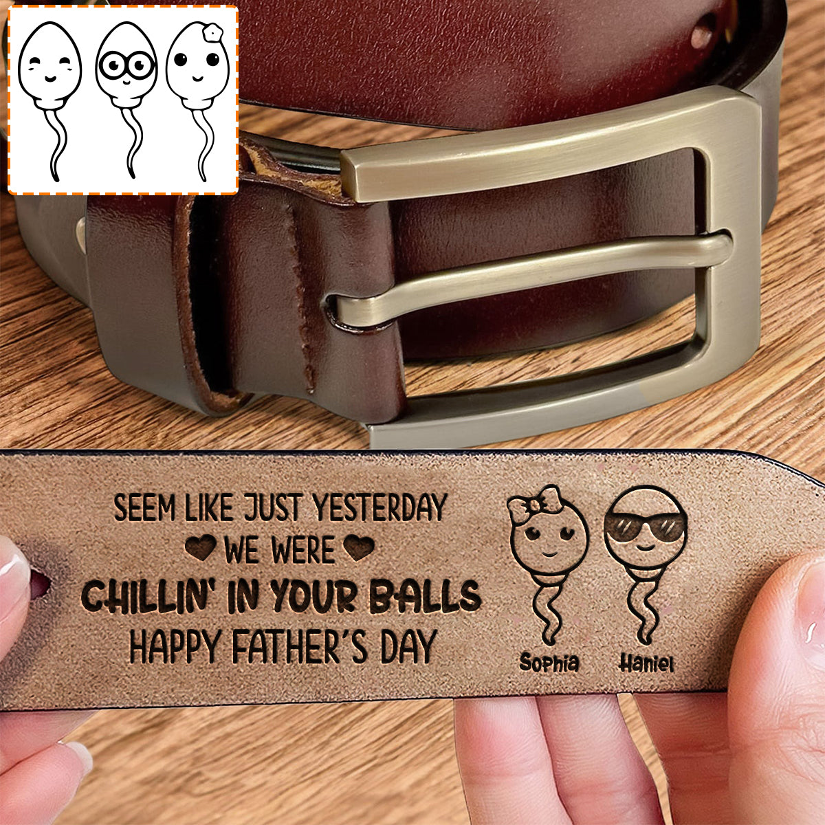 Seem Like Just Yesterday We Are Chilling In Your Ball - Personalized Father Leather Belt