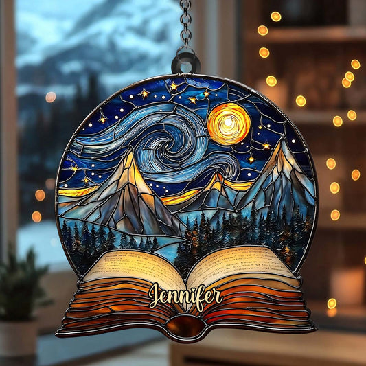 Night Court Reading - Personalized Book Window Hanging Suncatcher Ornament