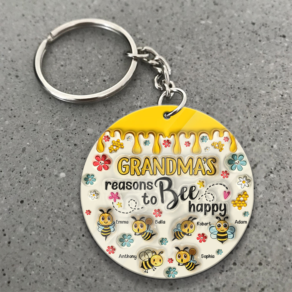 Grandma's Reasons To Bee Happy - Personalized Grandma Keychain