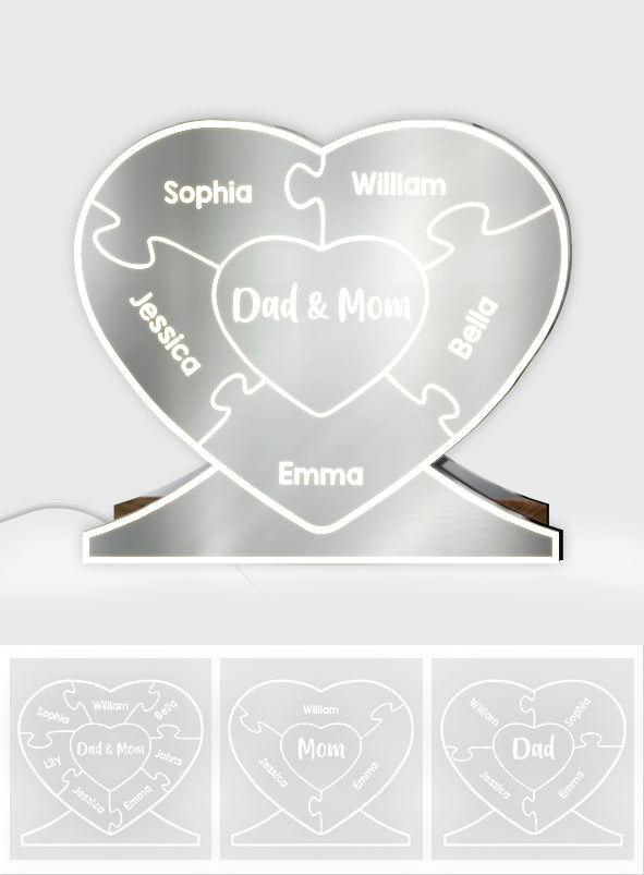 Heart Family - Personalized Family Mirror Light