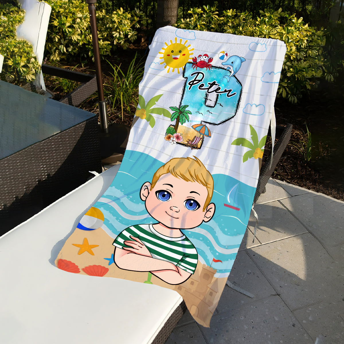 Kid On The Beach - Personalized Kid Beach Towel