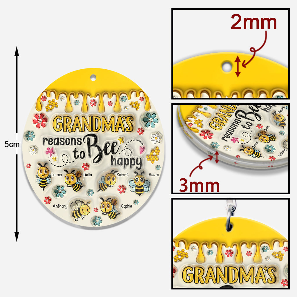 Grandma's Reasons To Bee Happy - Personalized Grandma Keychain