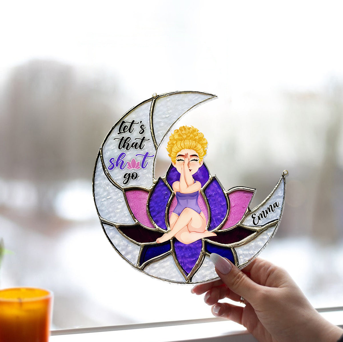 Let's The Thing Go – Personalisierter Yoga-Fensterhänger-Sonnenfänger 