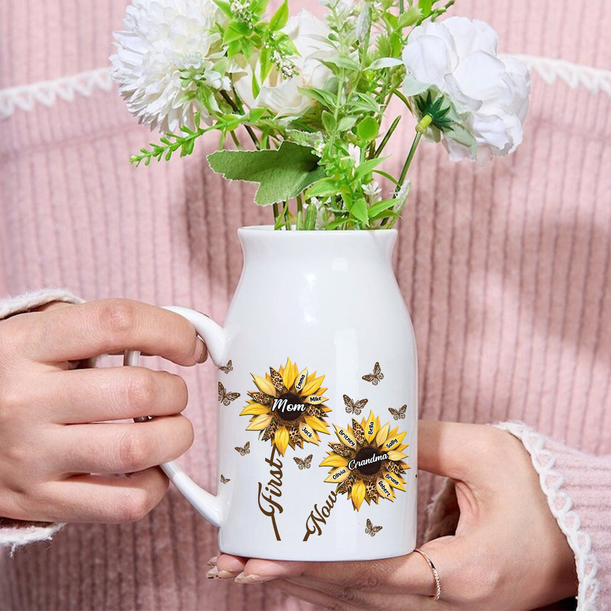 First Mom Now Grandma - Personalized Grandma Ceramic Flower Vase