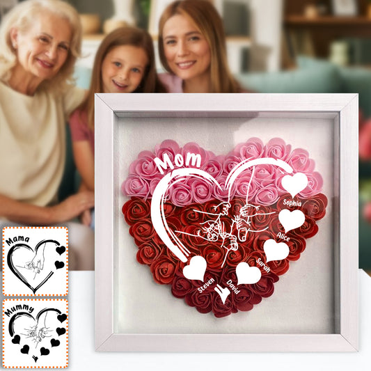 We Love You Nana - Personalized Grandma Flower Shadow Box
