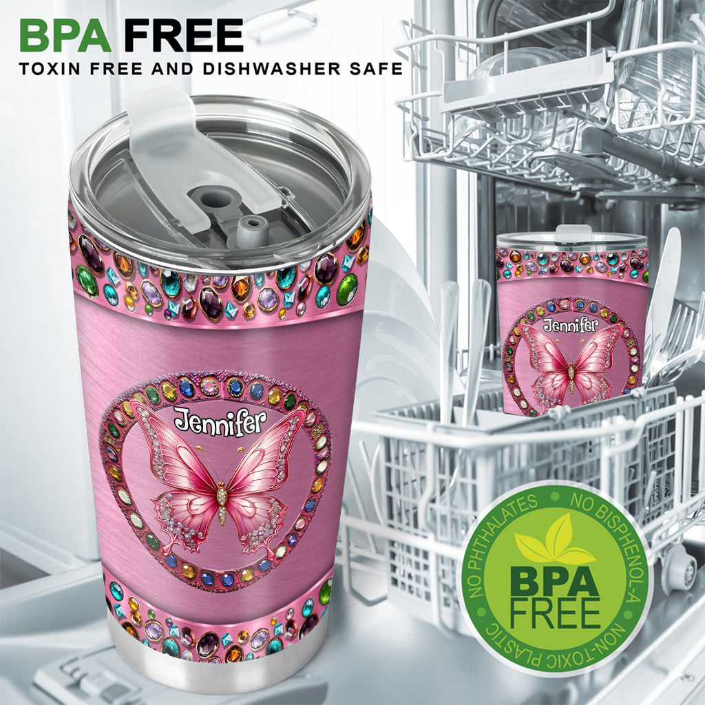 Beautiful Pink - Personalized Butterfly Tumbler