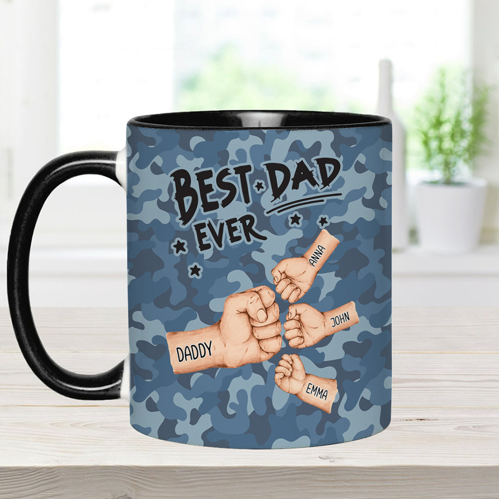 Best Dad Ever Camo Pattern Fist Bump - Personalized Father Accent Mug