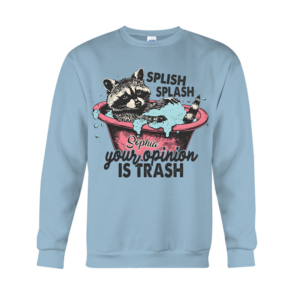 Splash Splash Deine Meinung ist Müll - Personalisiertes Waschbär-T-Shirt und Hoodie