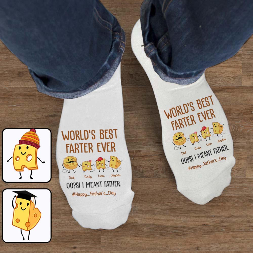 World's Best Farter Funny Cheese - Personalized Father Socks