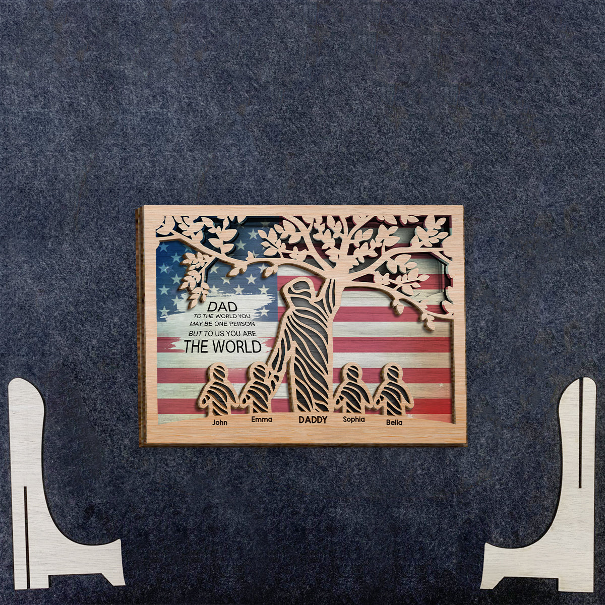 To Us You Are The World - Personalized Father 2 Layered Wood Sign / Wood Plaque