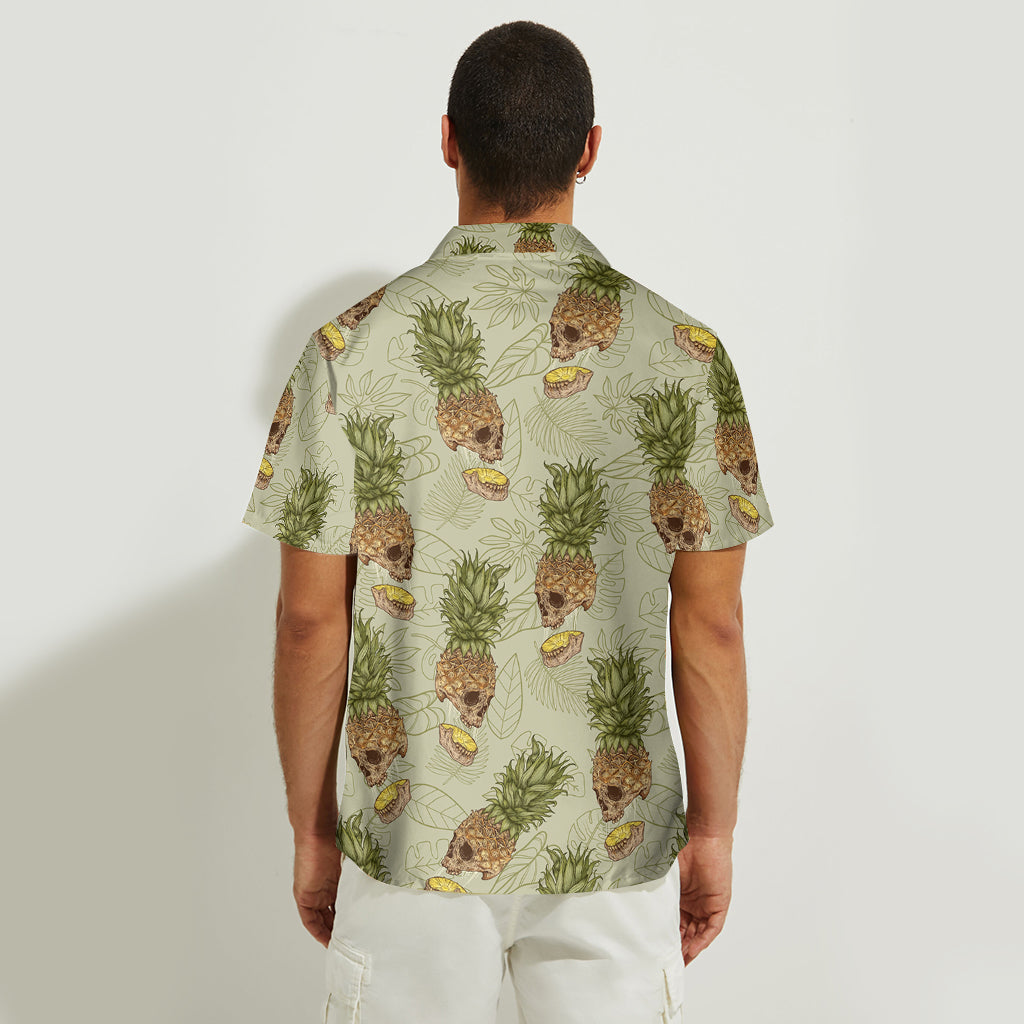 Chemise hawaïenne personnalisée avec motif tête de mort ananas humoristique