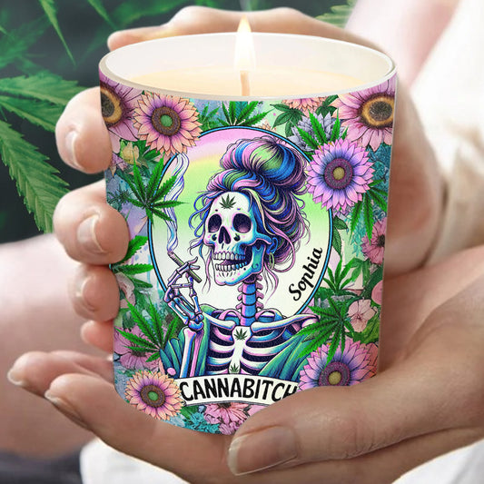 Cannabitch - Personalized Weed Candle With Wooden Lid