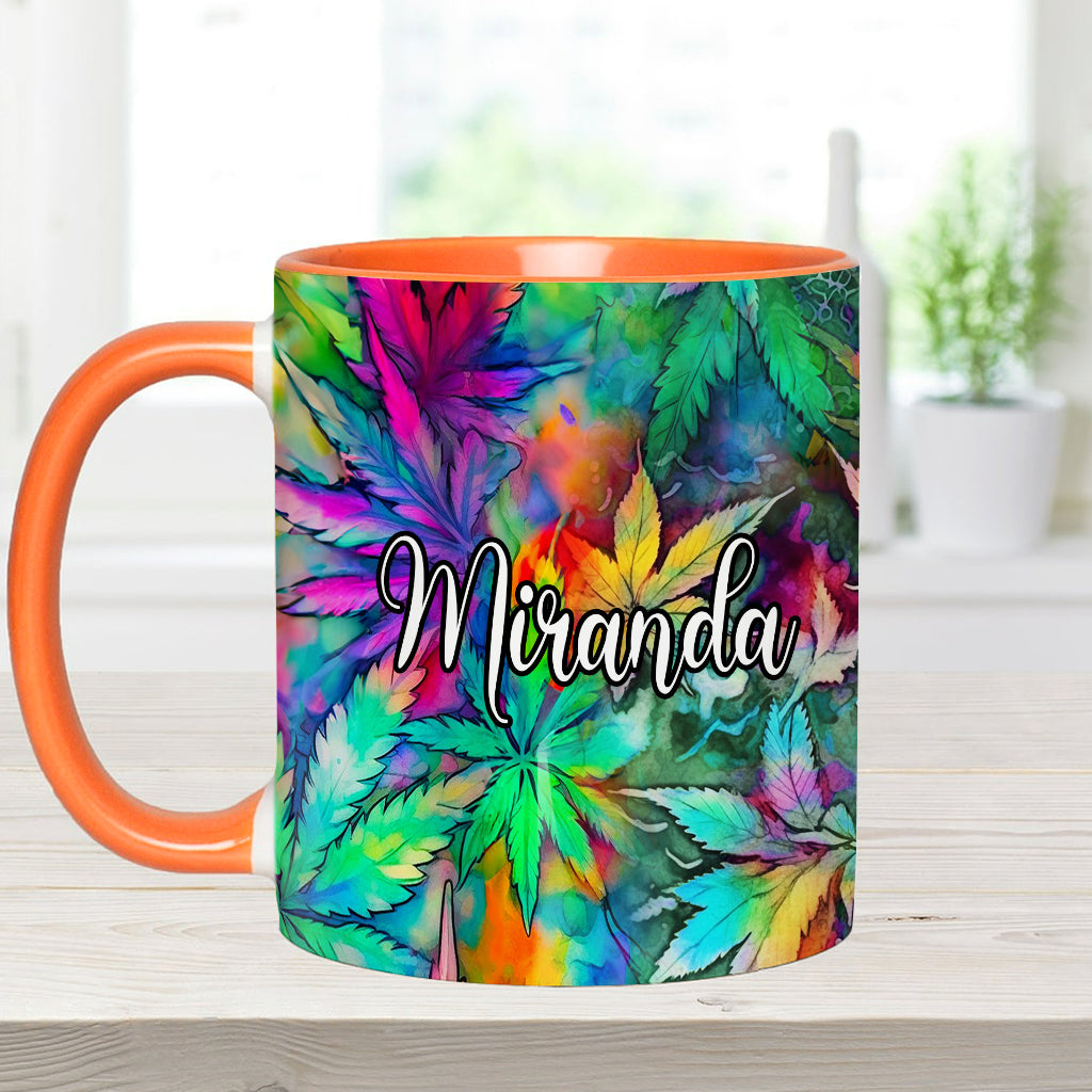 Psychedelic Marijuana Leaf - Personalized Weed Accent Mug