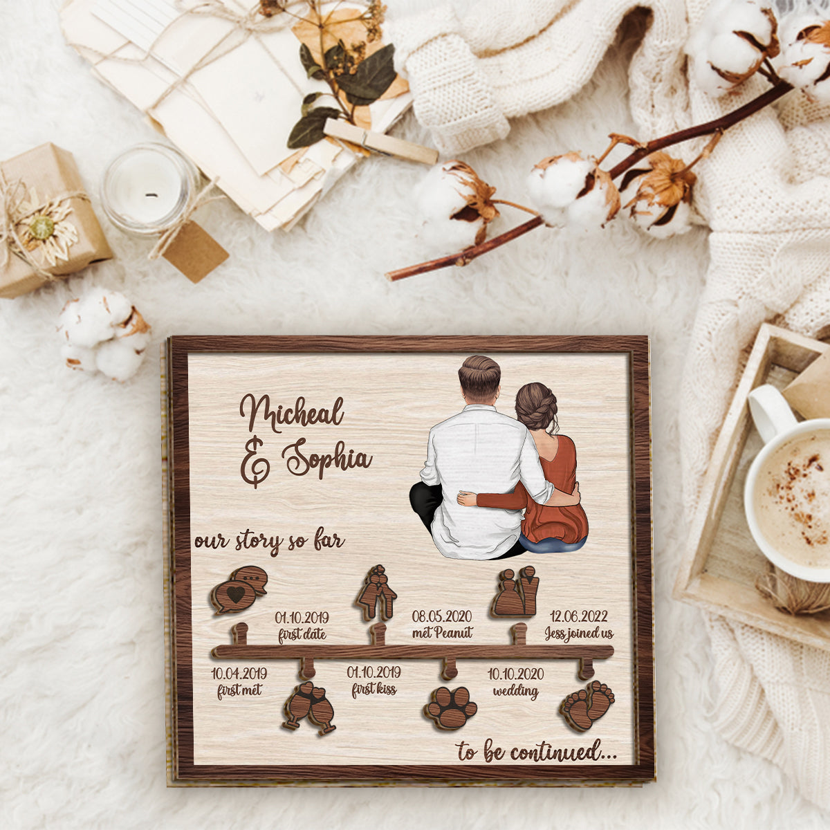 Our Story So Far - Personalized Couple 2 Layered Wood Sign / Wood Plaque