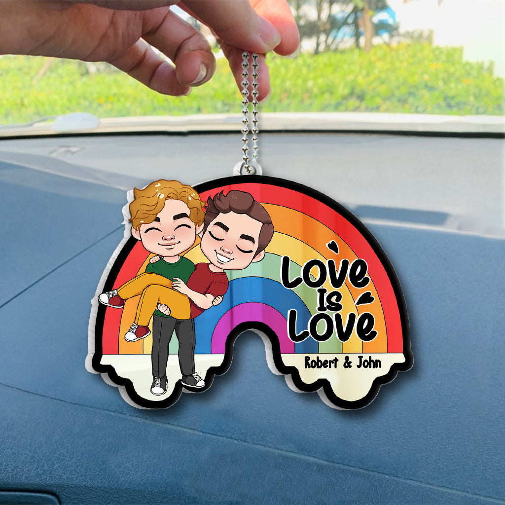Love Is Love - Personalized LGBT Support Transparent Car Ornament