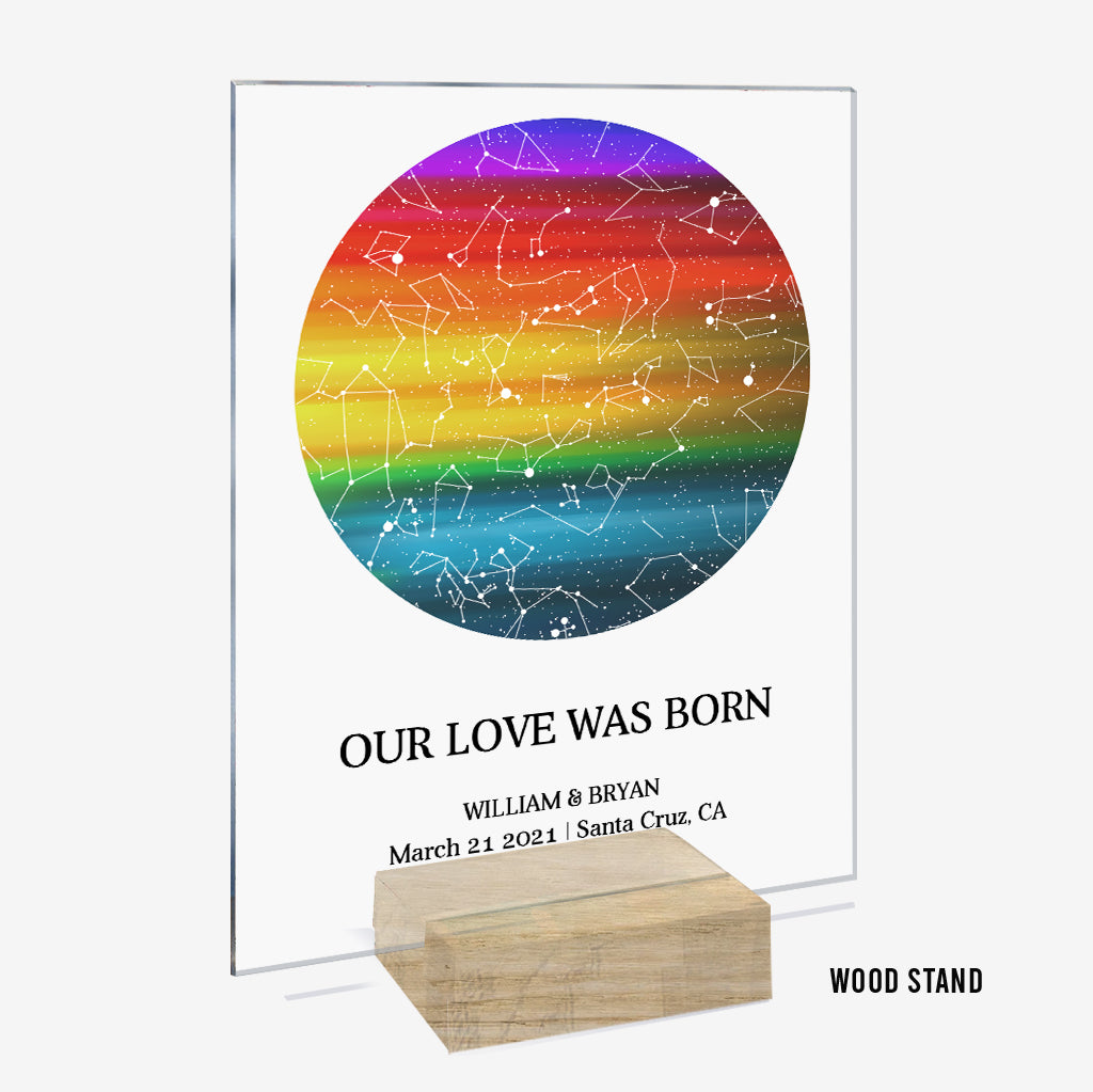 Unsere Liebe wurde geboren – Personalisierte transparente Acrylplakette zur Unterstützung der LGBT-Community