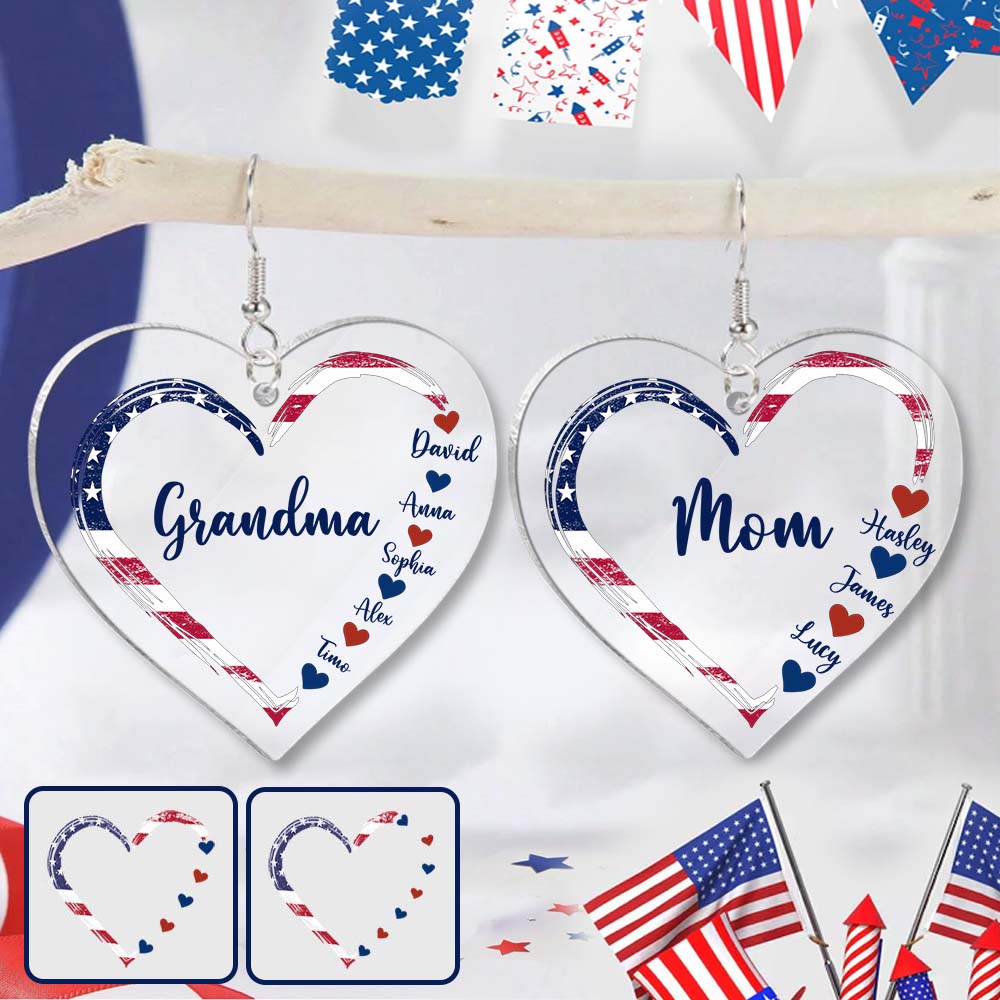 First Mom Now Grandma - Personalized Grandma Transparent Earrings