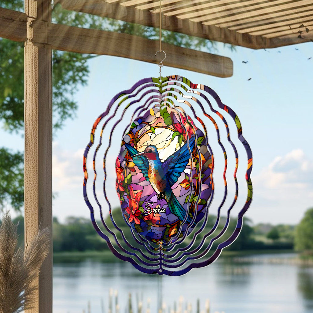 Stained Glass Hummingbird - Personalized Hummingbird Wind Spinner