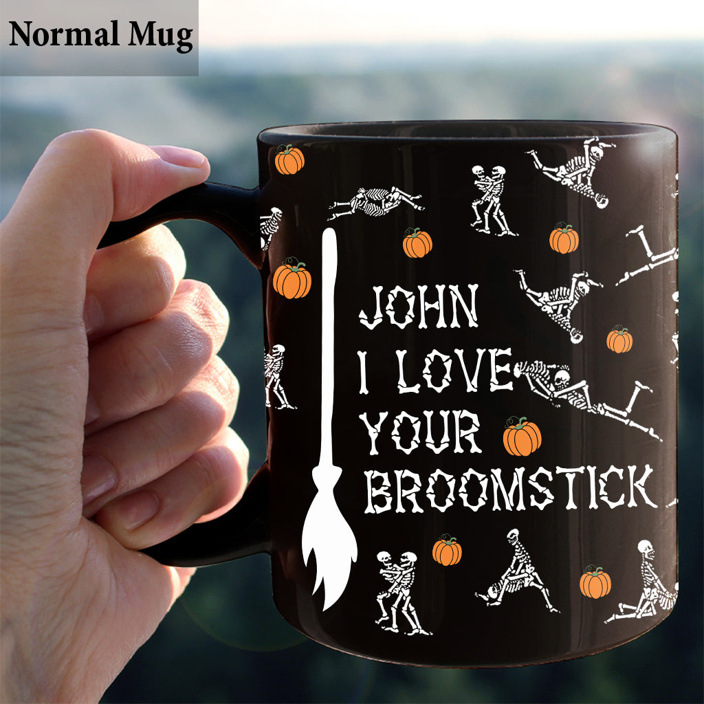 Love Your Pumpkins / Broomstick - Personalized Couple Mug