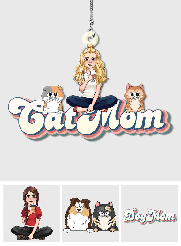 Cat Mom Dog Mom Cat Dad Dog Dad Pet Lover - Personalized Cat Car Ornament