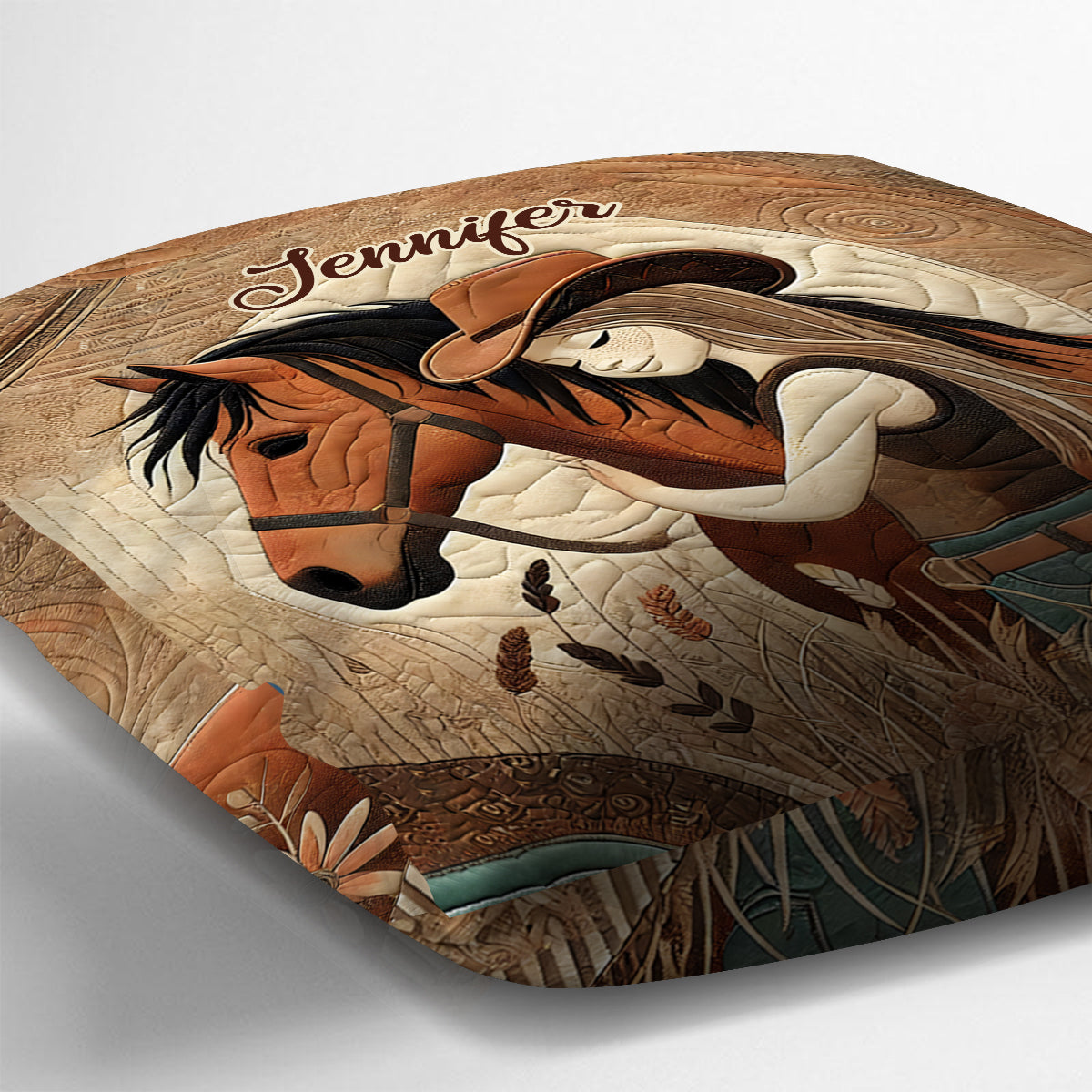 Amoureux des chevaux - Coussin décoratif personnalisé à motif cheval