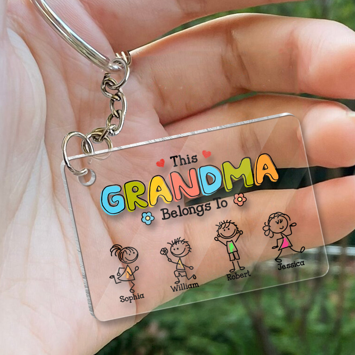 This Grandma Belongs To Drawing - Personalized Grandma Transparent Keychain