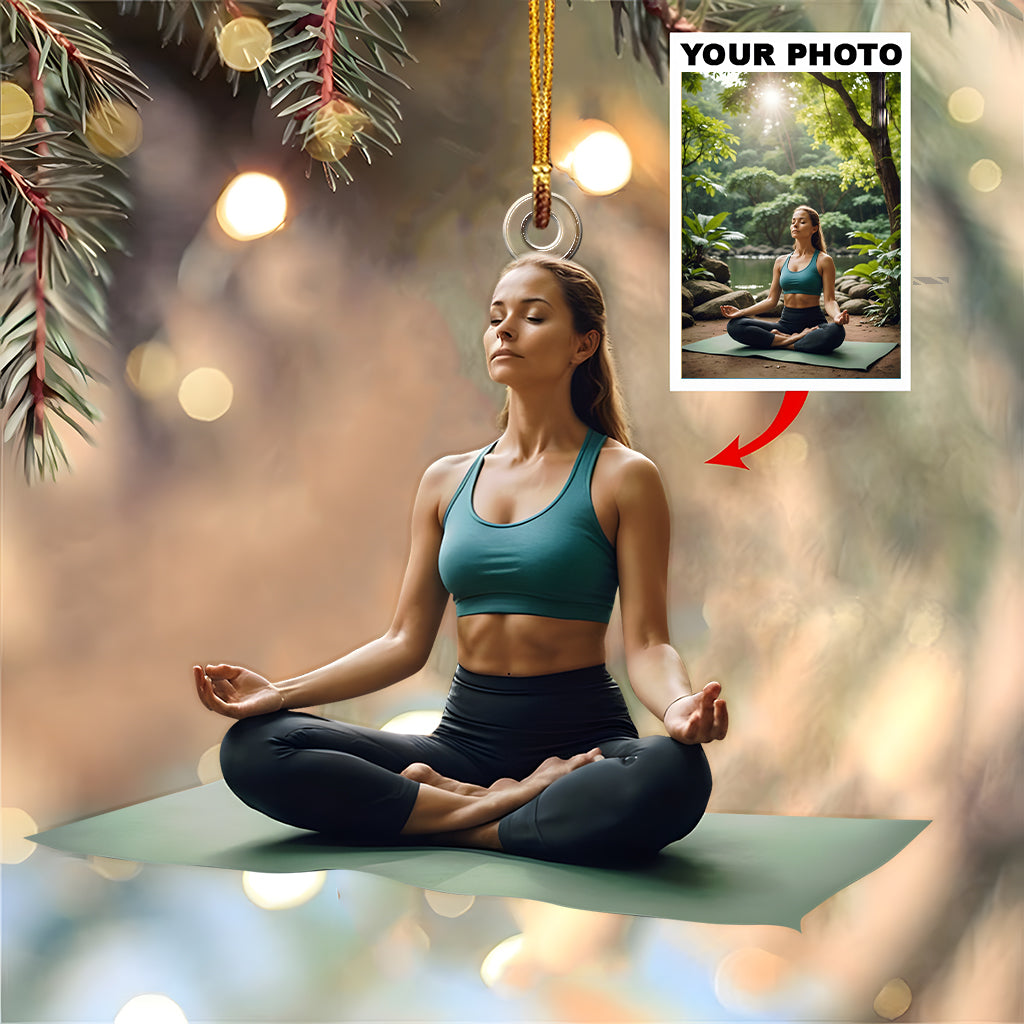 Ornement personnalisé avec photo - Ornement de yoga personnalisé en forme personnalisée