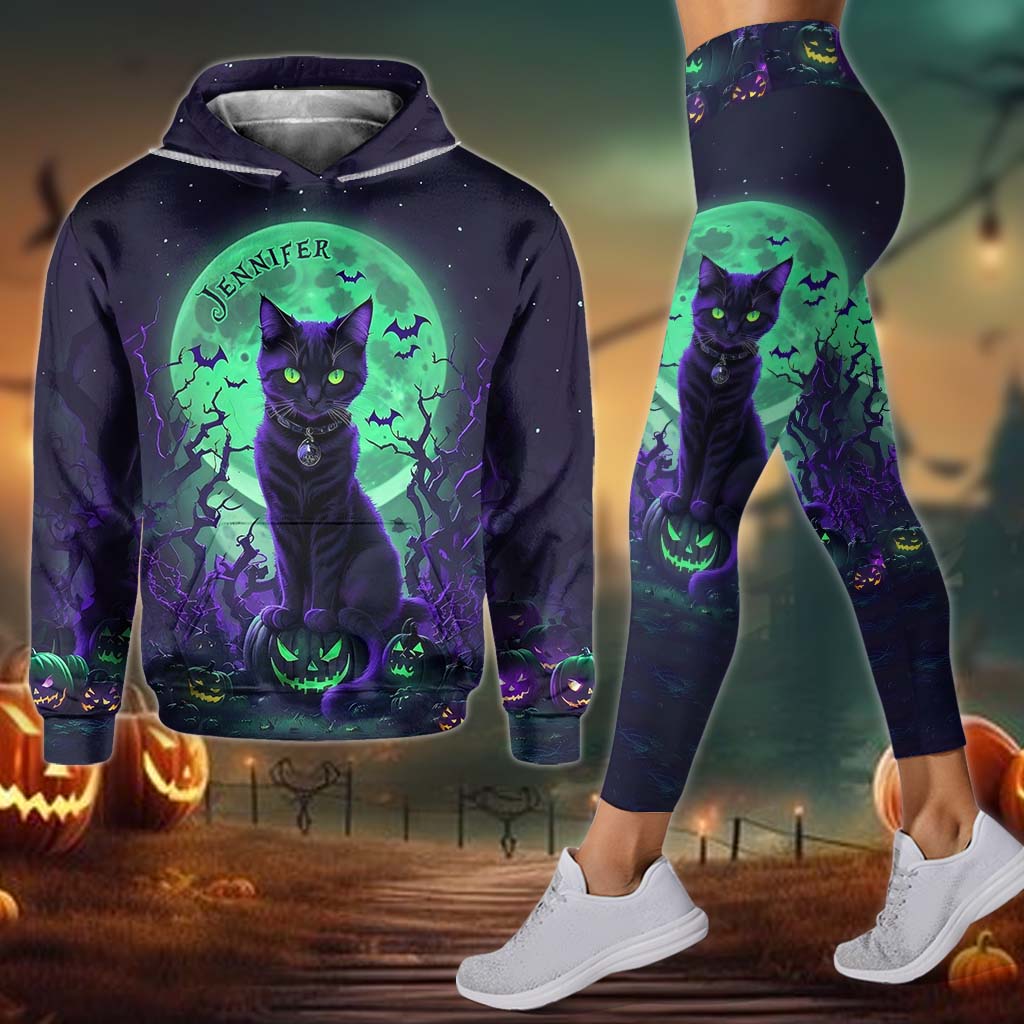 Mysterious Black Cat - Personalized Black Cat Hoodie and Leggings