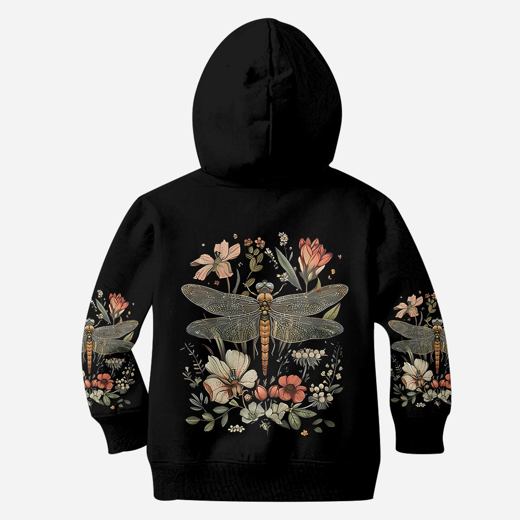 Libellule et fleurs - T-shirt personnalisé à motif libellule.