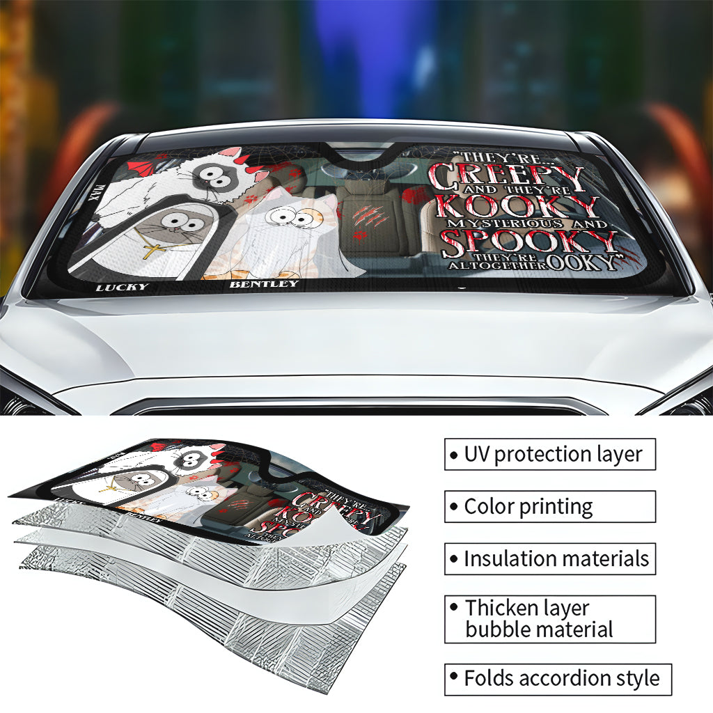 They're Creepy and They're Kooky - Personalized Cat Car Sunshade