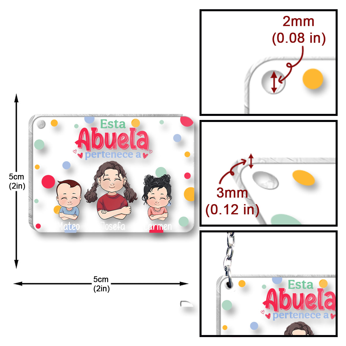 Esta Abuela Pertenece A - Personalized Grandma Transparent Keychain