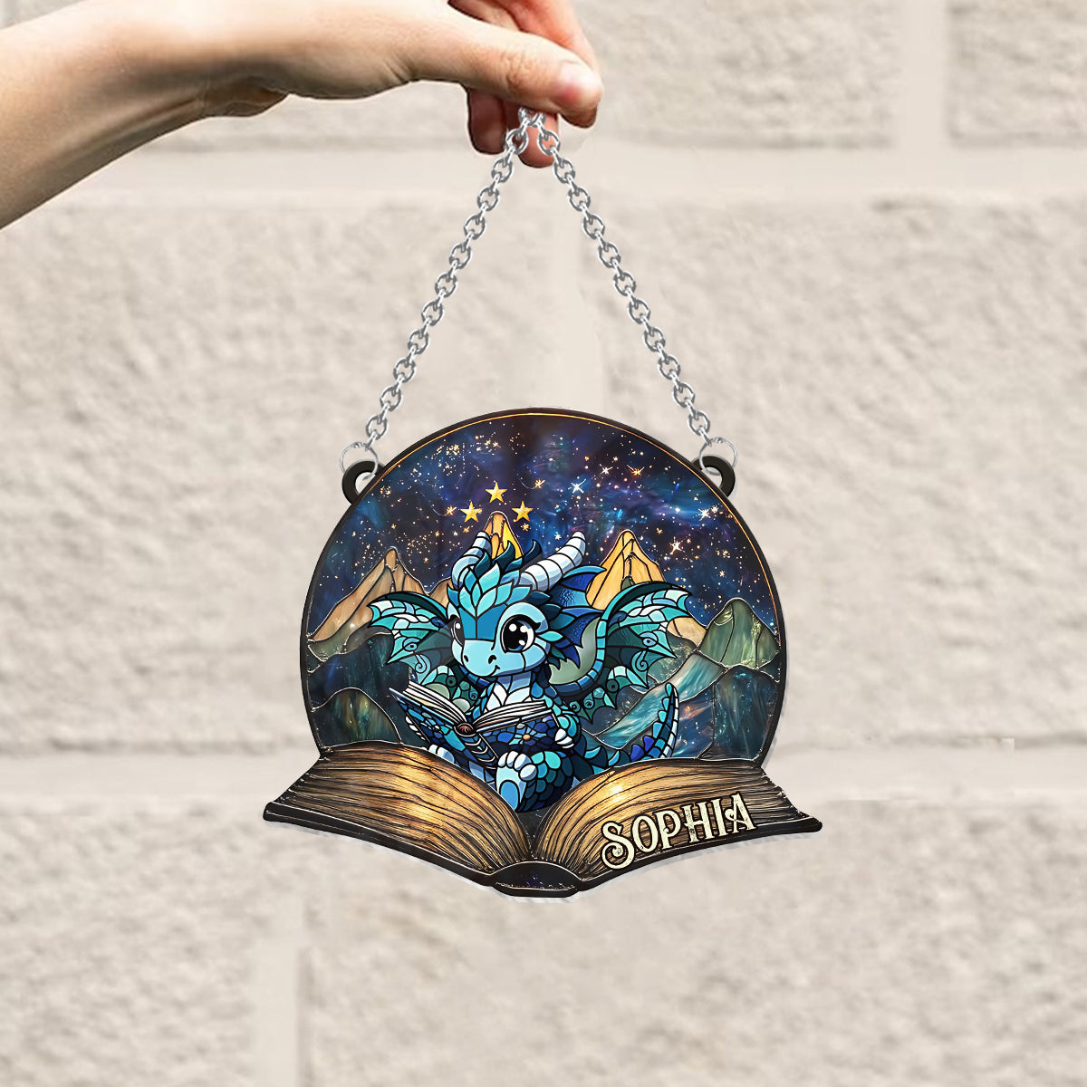Fantasy Book Reader - Personalized Book Window Hanging Suncatcher Ornament