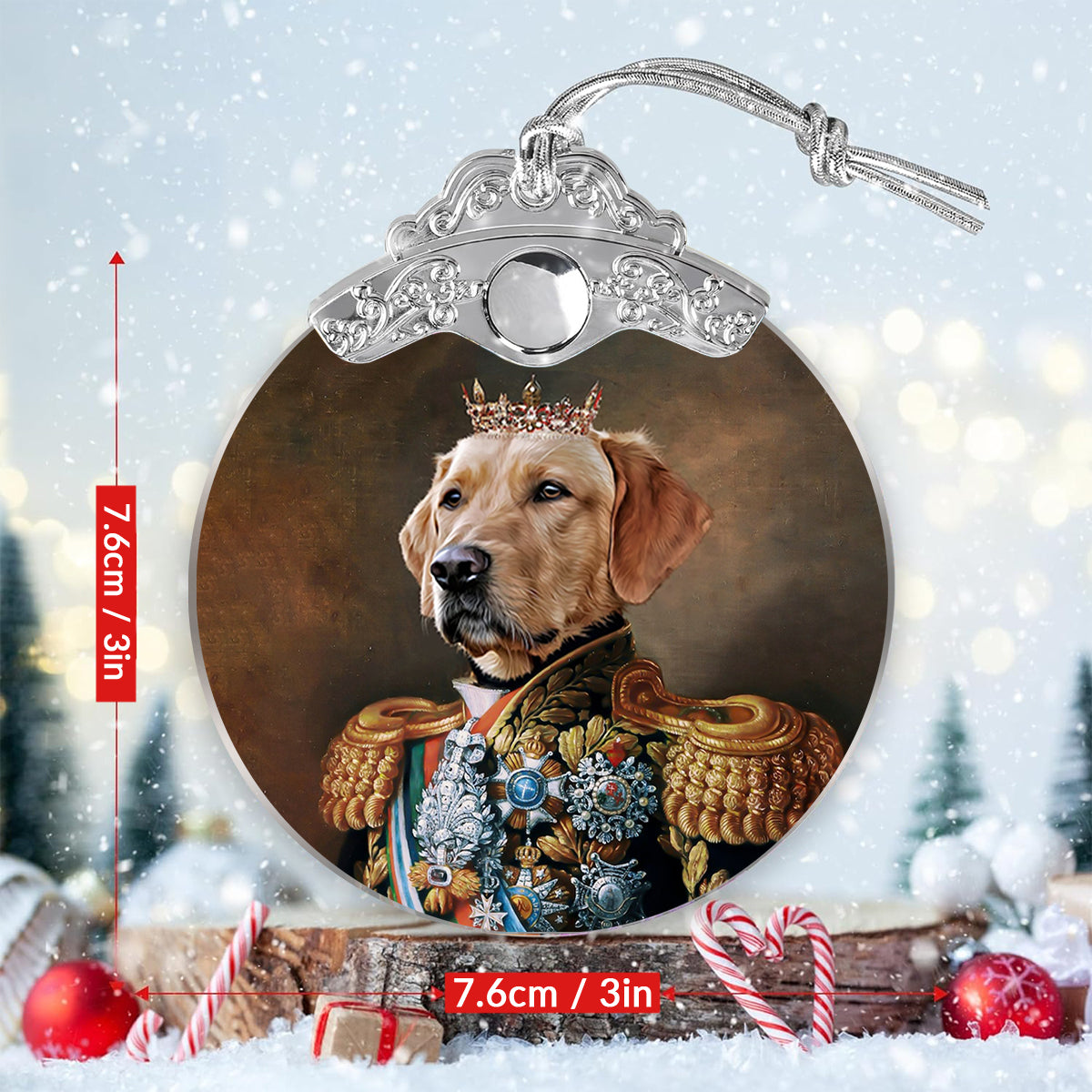 Custom Royal Pet Portrait - Personalized Dog Vintage Ornament