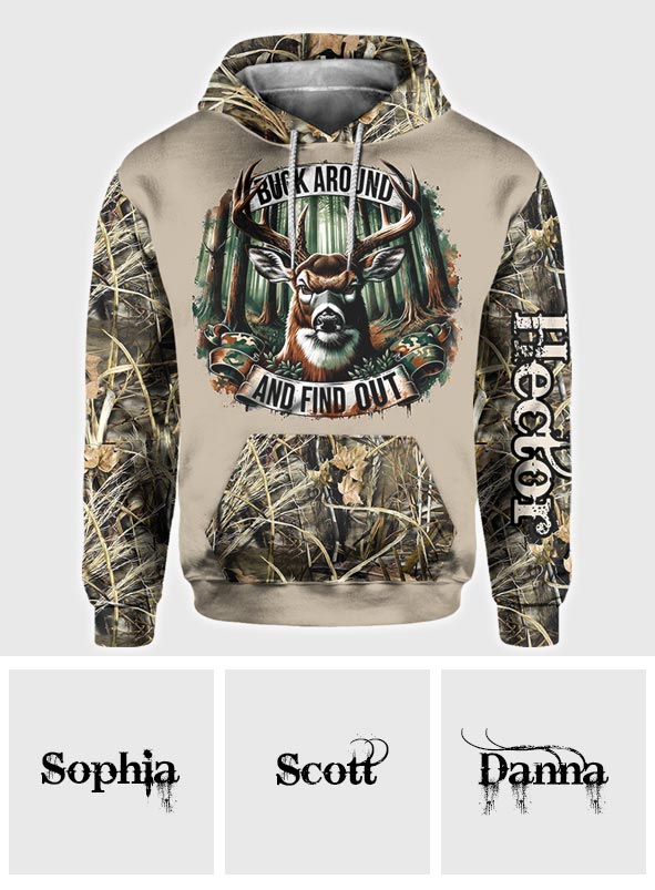Buck Around And Find Out - Personalisiertes Jagd-Allover-Shirt
