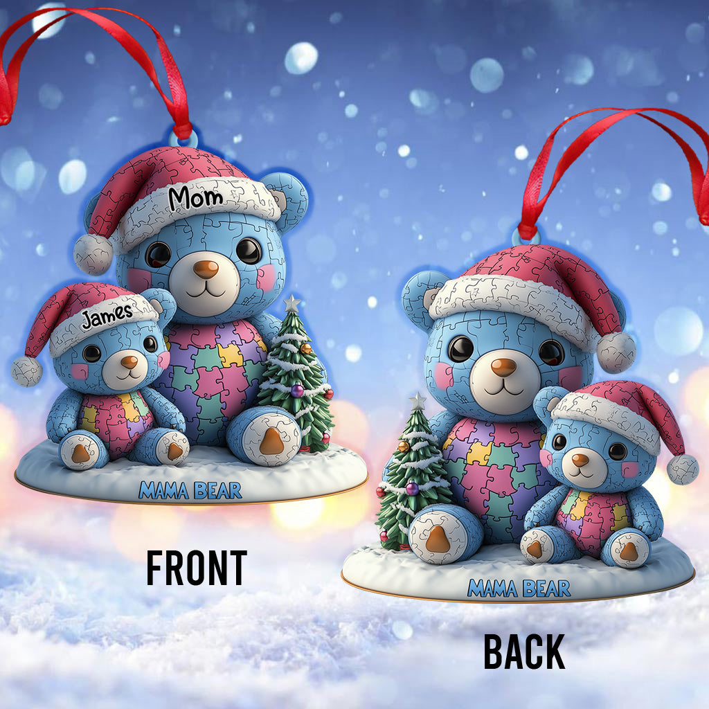 Mama Bear Christmas - Personalized Autism Awareness Ornament