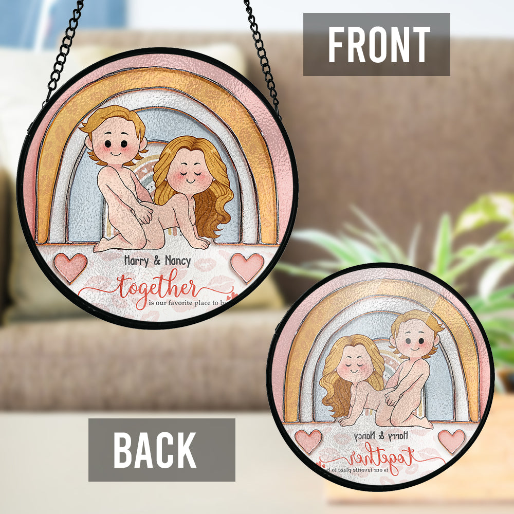Together Is Our Favorite Place To Be - Personalized Couple Stained Glass Suncatcher