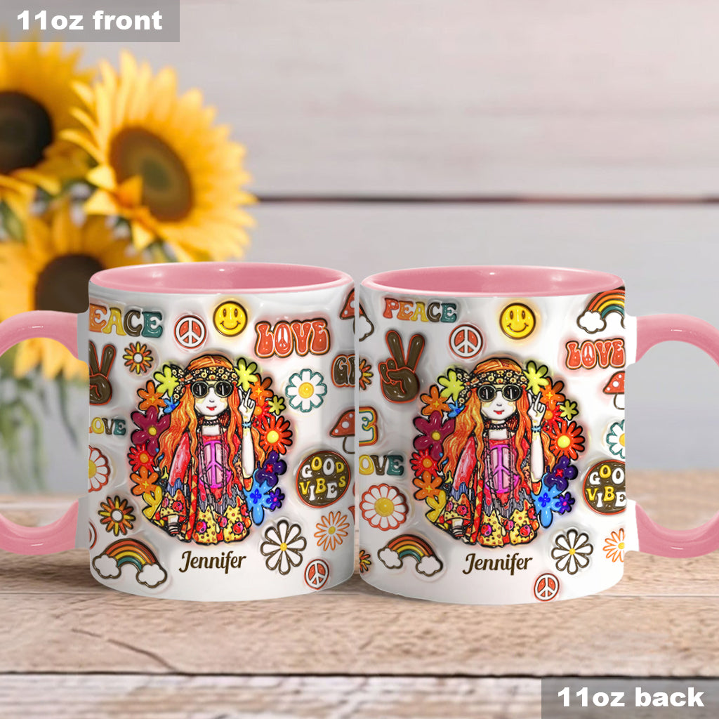 Womens Old Hippies Don't Die Fade Into Crazy Grandmas - Personalized Hippie Accent Mug