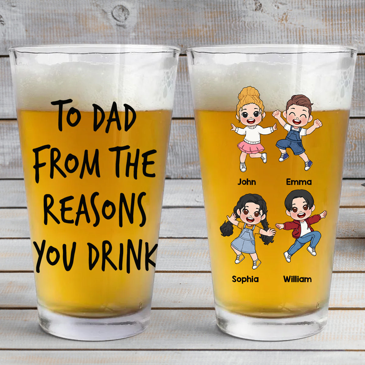Reasons To Drink - Personalized Father Beer Glass