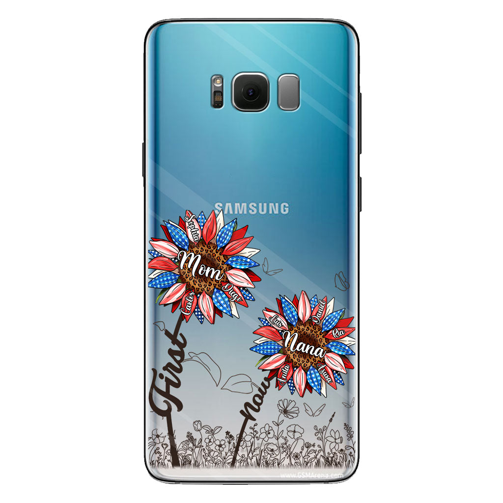 First Mom Now Grandma Sunflower Version - Personalized Grandma Clear Phone Case