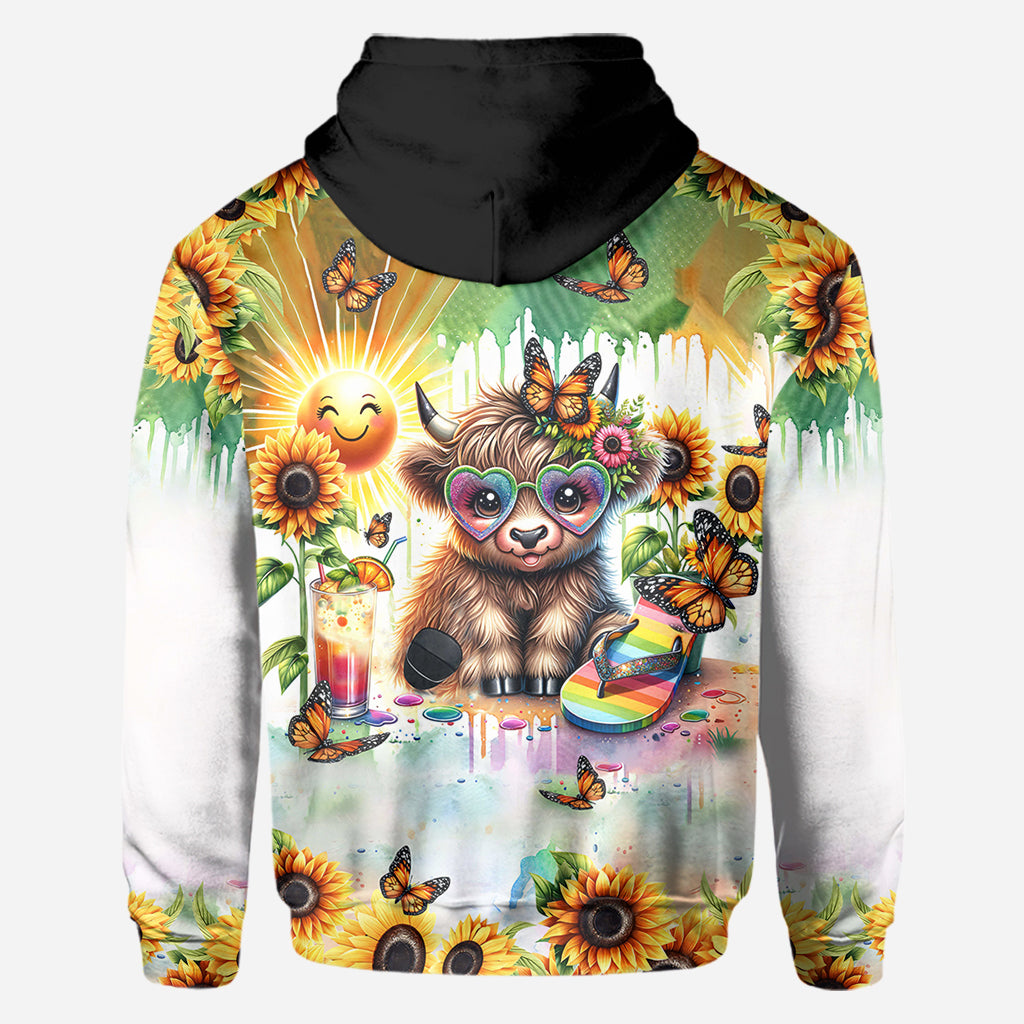 Love Being Called Grandma Highland Cow Summer Vibes - Personalized All Over Shirt