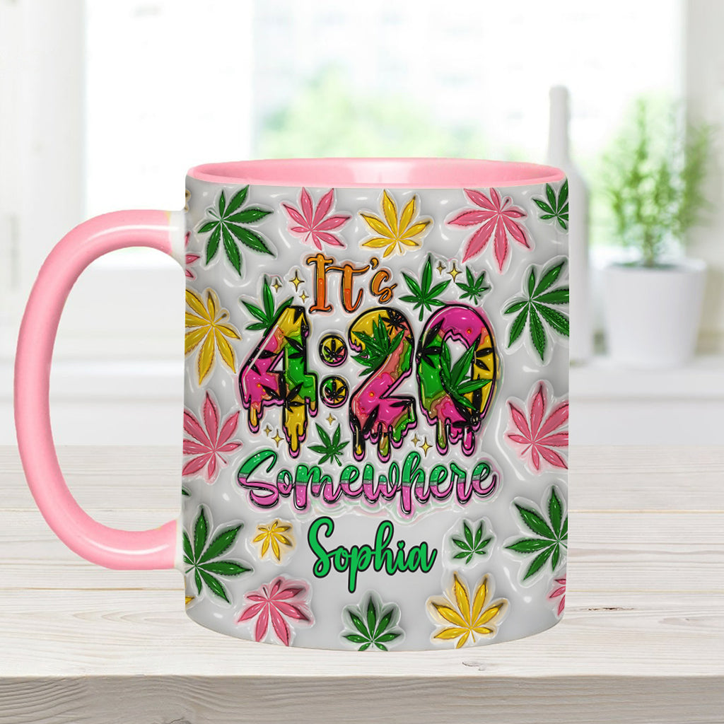 Irgendwo ist es 4:20 Uhr – Personalisierte Tasse mit Cannabis-Motiv