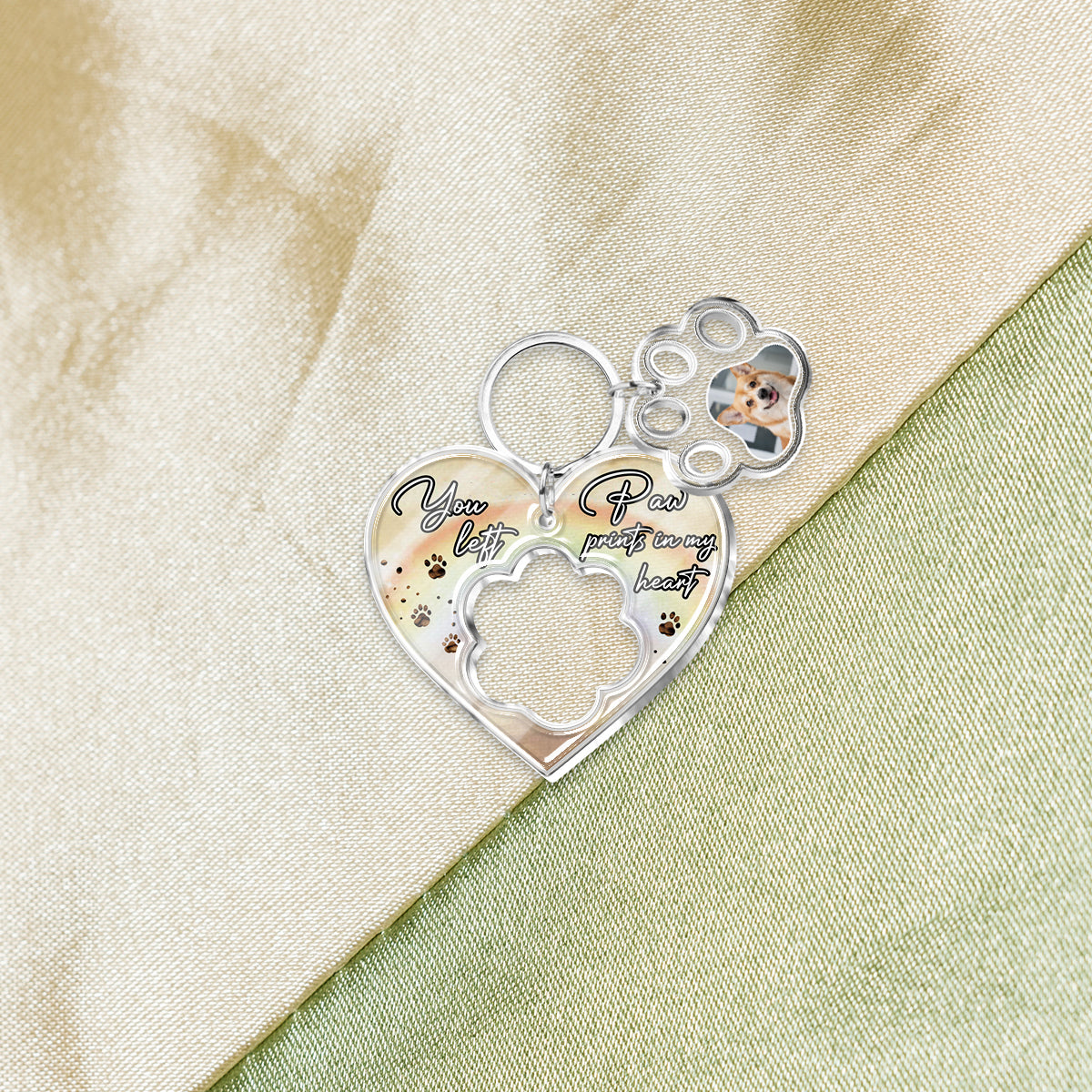 You Left Paw Prints In My Heart - Personalized Dog Keychain with Charms