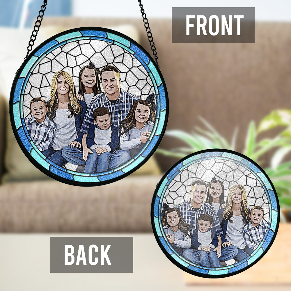Best Family Ever - Personalized Family Stained Glass Suncatcher