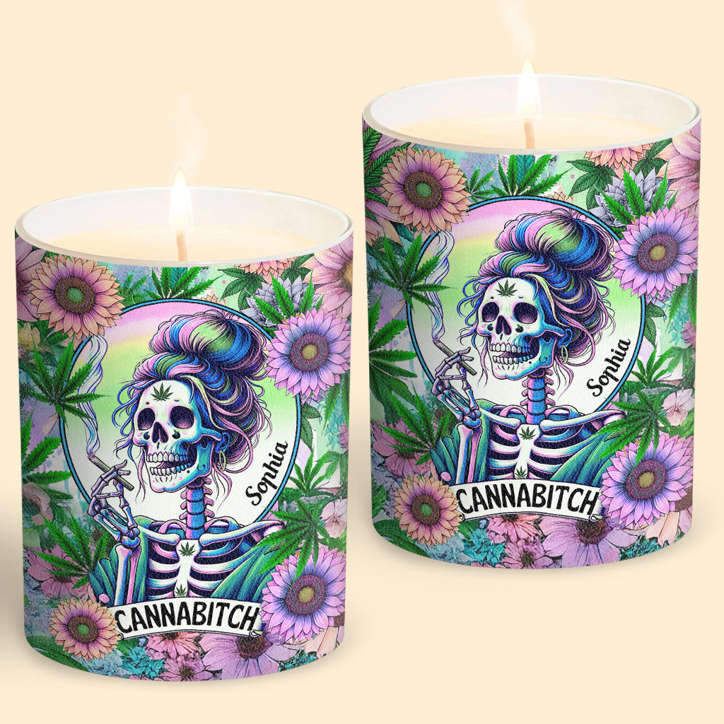 Cannabitch - Personalized Weed Candle With Wooden Lid