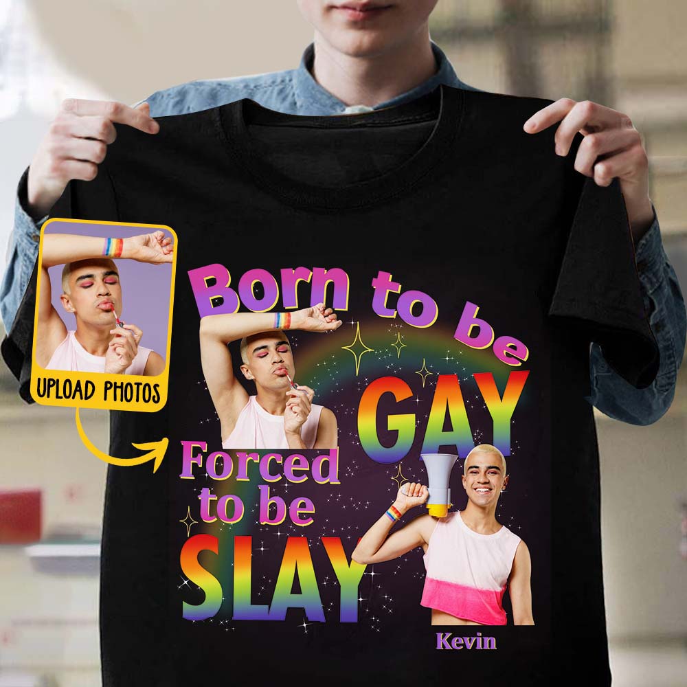 Geboren, um schwul zu sein, ist man gezwungen, zu glänzen – Personalisiertes LGBT-Unterstützungs-T-Shirt und Hoodie