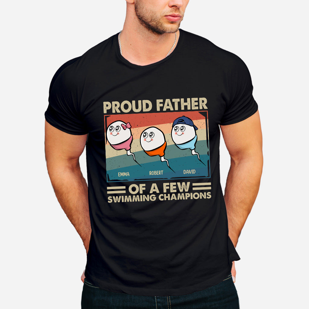 Proud Father Mother Of A Few Swimming Champions - Personalized Father T-shirt And Hoodie