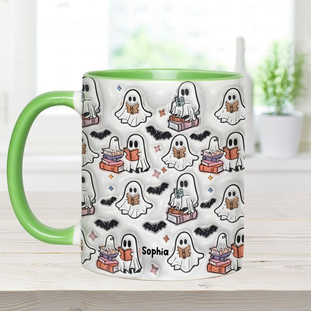 Cute Ghost Reading Booooks - Personalized Book Accent Mug